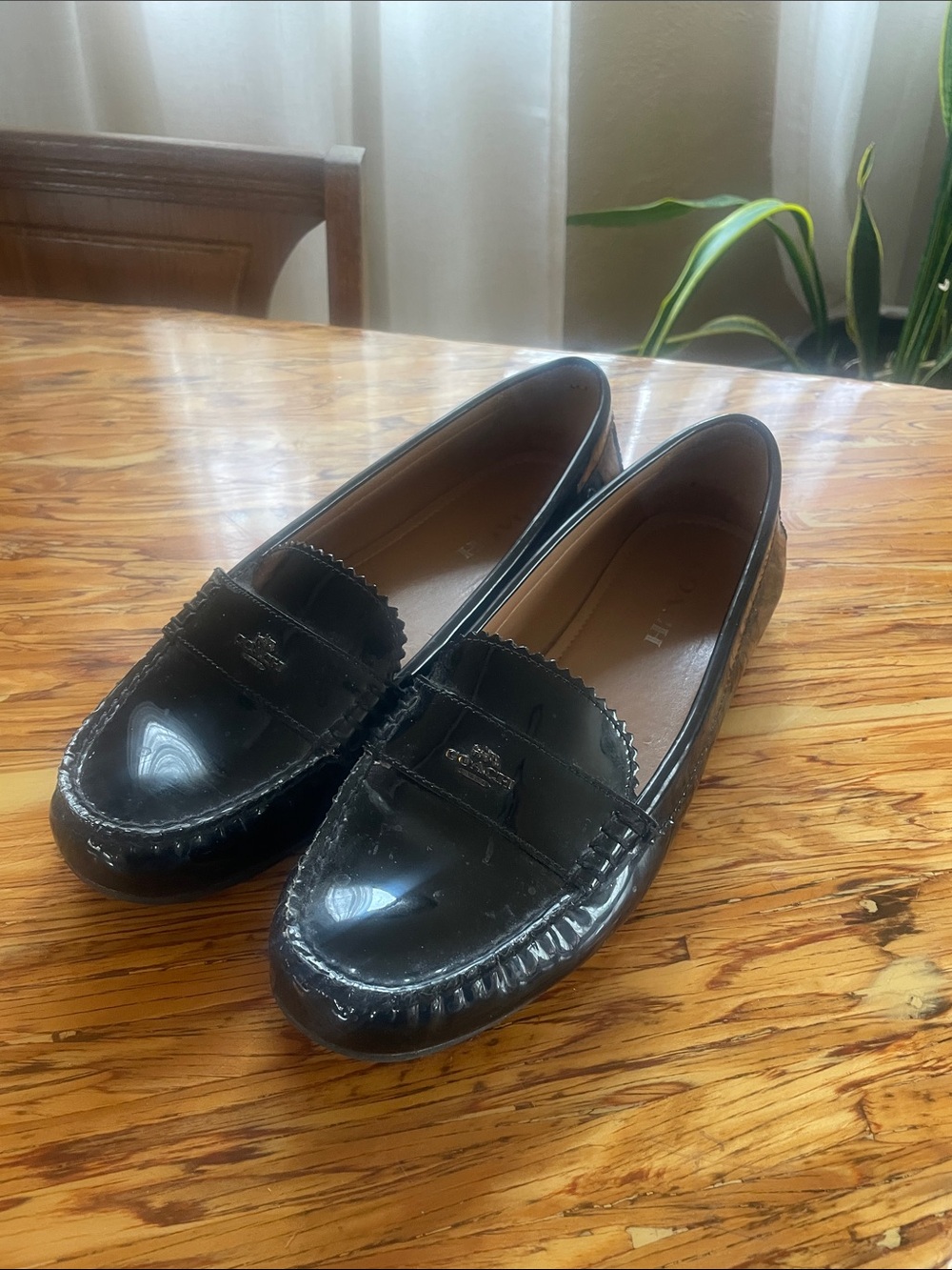 Coach Black Patent Leather Penny Loafers